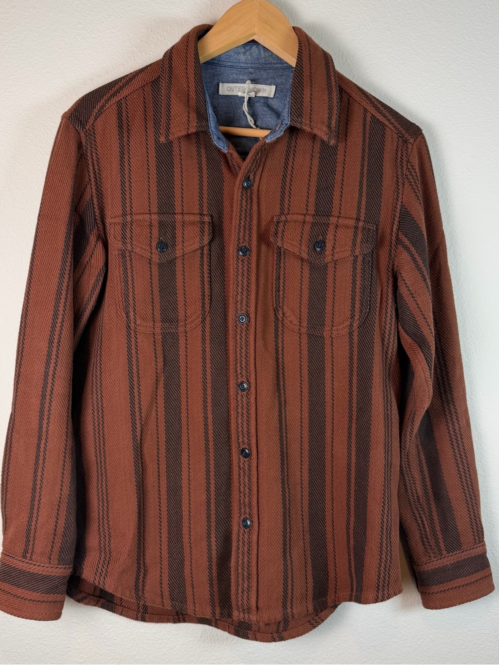 Outerknown Chroma Westerly Blanket Shirt - Rust Brown Black Organic Cotton